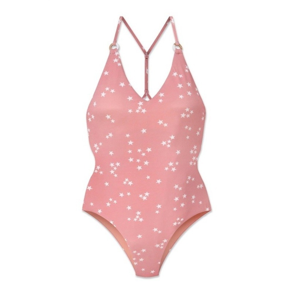 NWT Wet LA XS 1Rose Stars V Neck Lace Up 1PC Swimsuit 128481